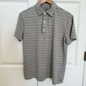 Gap polo grey with white horizontal stripes